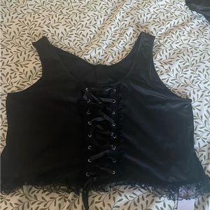 Scoop Neckline Lace Up Bowknot Tank Top